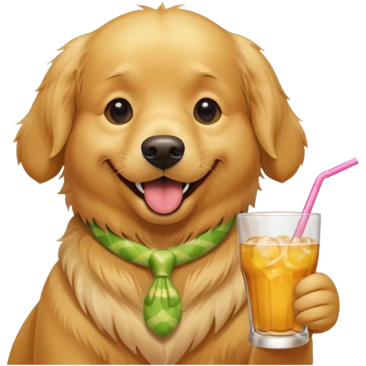 golden retriever drinking fruity alcoholic beverage  emoji