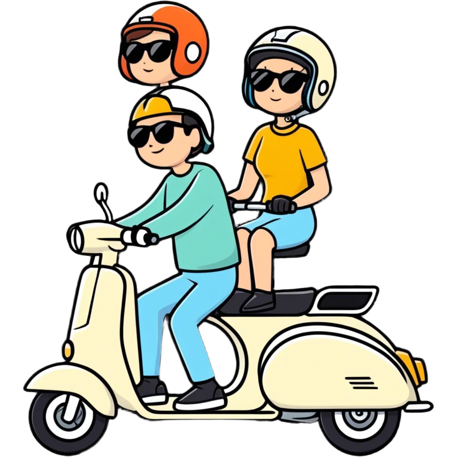 Couple on scooty, sunny day, Phuket roads  emoji