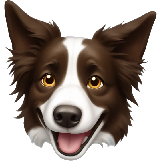 Brown border collie ear up laughing no upper teeth emoji