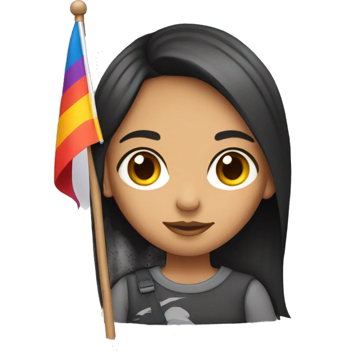 Girl with the word ander on her forehead holding lesbian flag  emoji