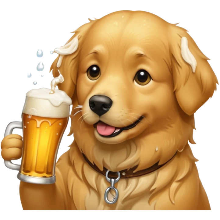 golden retriever drinking alcoholic beverage  emoji