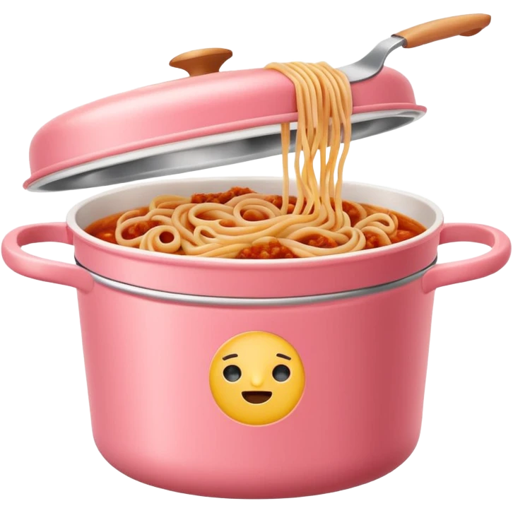 pastel pink food container with bolognese pasta inside emoji