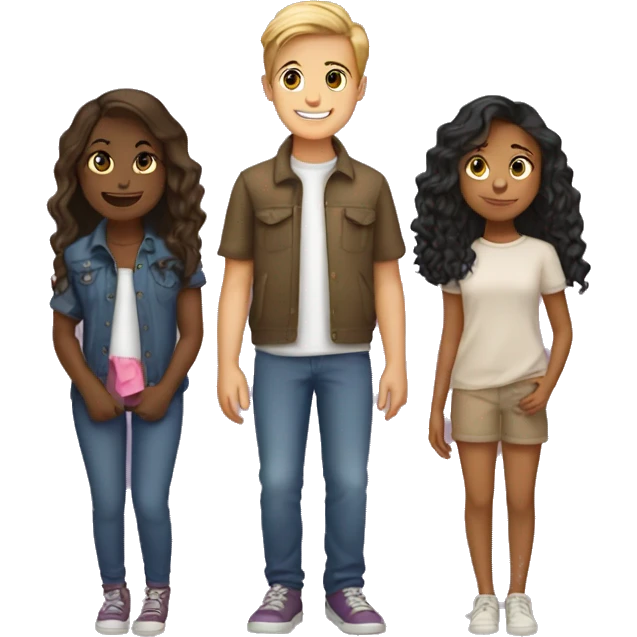 Group of friends with 2 6 year old girls and 1 9 year old girl and 1 8 year old girl and one 6 year old boy emoji