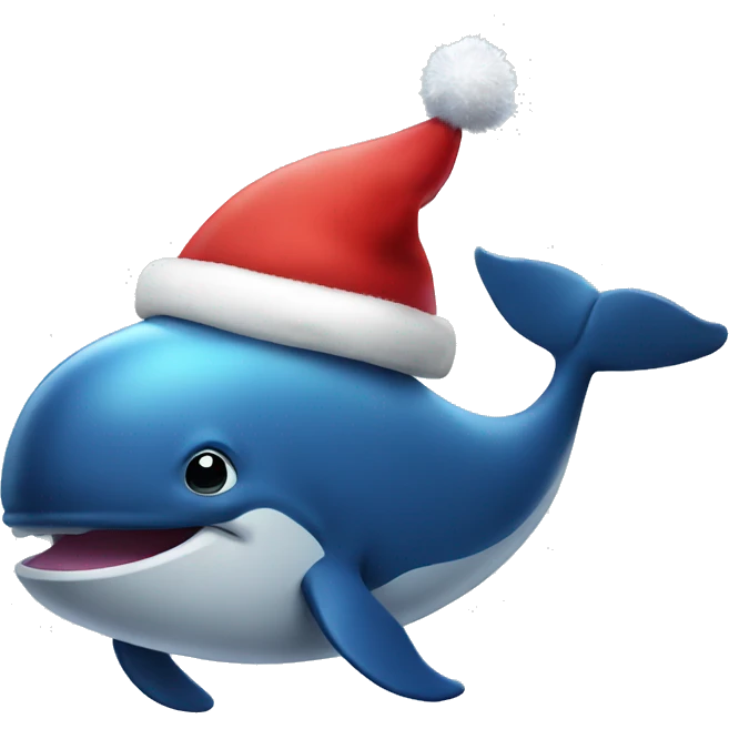 Whale with xmas hat emoji