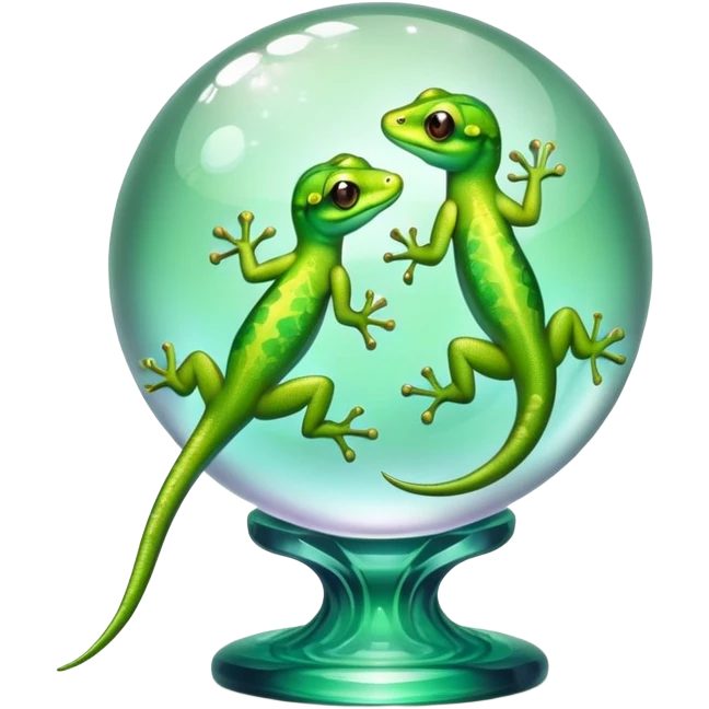 gecko with two heads on a crystal ball emoji