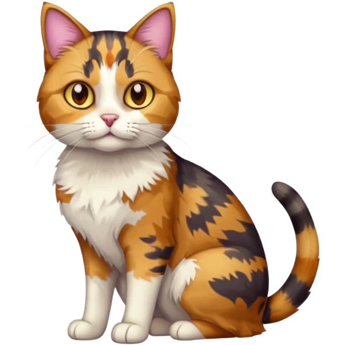 full body colourful light patched calico tabby cat with hazel eyes emoji