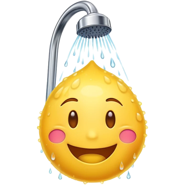happy yellow smiling emoji taking a shower with water droplets emoji