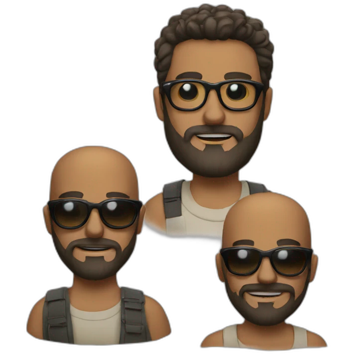 rapado, barba, gafas,  emoji