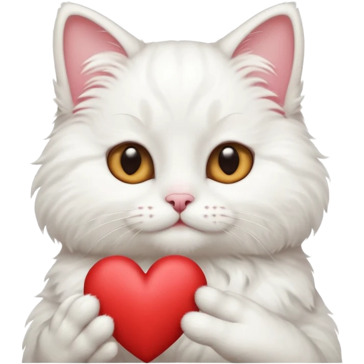 Cute white cat making heart shape with his hand above the head like this🙆‍♂️ emoji