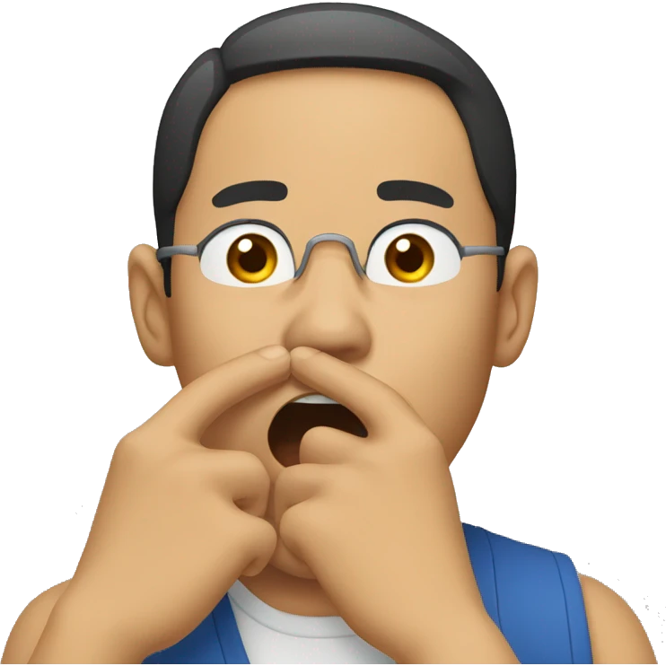 Asian man puts his hands next to his mouth and shouts emoji