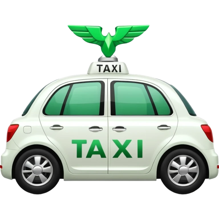white car with green Bolt taxi company logo emoji