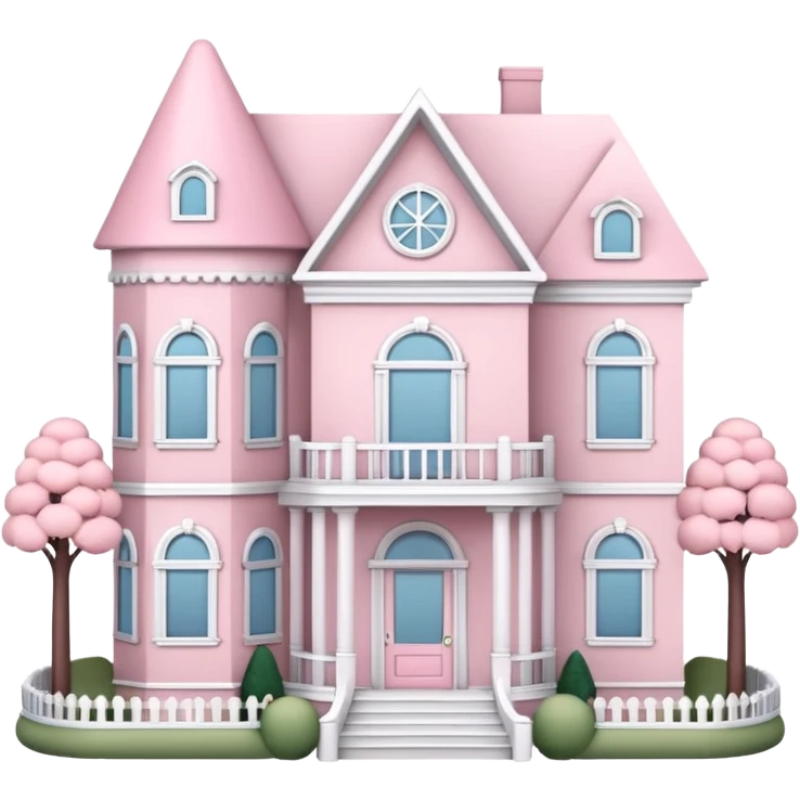 baby pink dollhouse mansion with miniature furniture  emoji