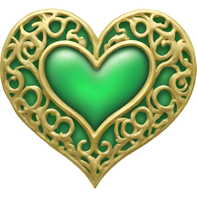 fancy gold filigree green heart emoji