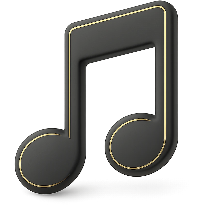 minimalist music note icon with soft matte finish and antique gold details emoji