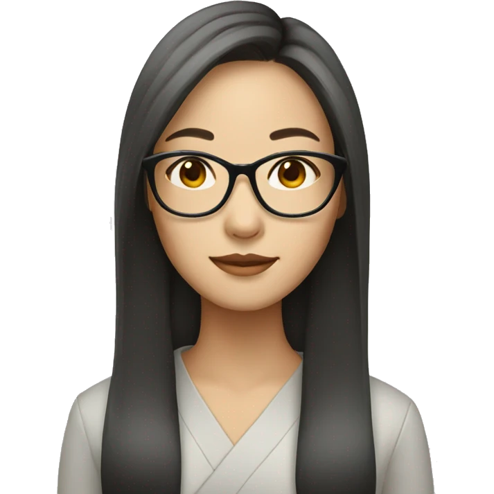 chinese woman with long hair and glasses emoji