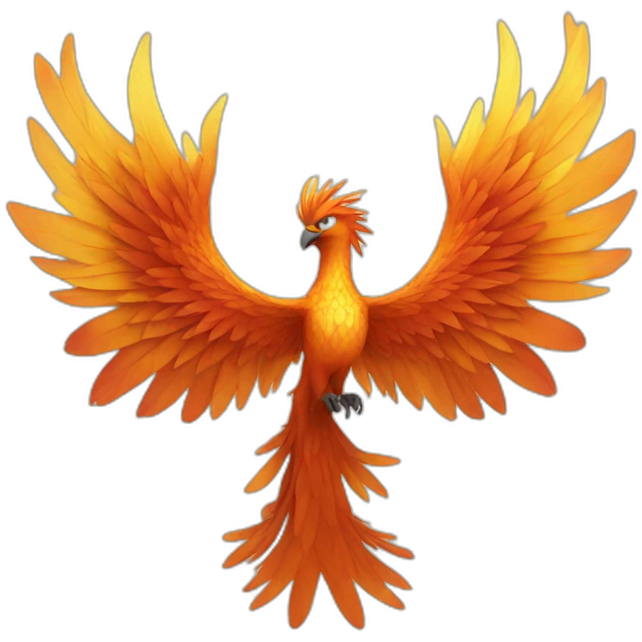 phoenix, front shot, open wings, X letter, magestic emoji