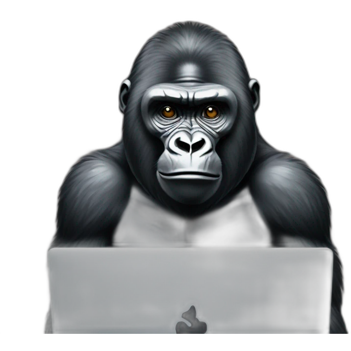 Gorilla using a computer emoji
