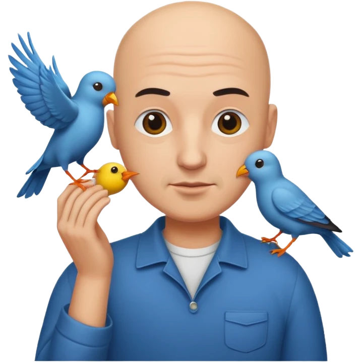 bald man with bird emoji