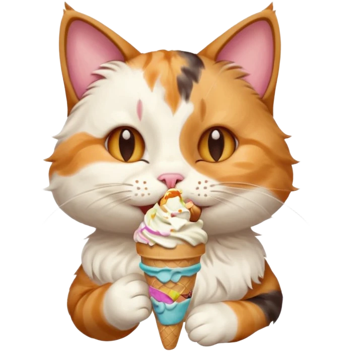 A cat enjoying an ice cream, eyes closed in delight, portrait, bust up emoji