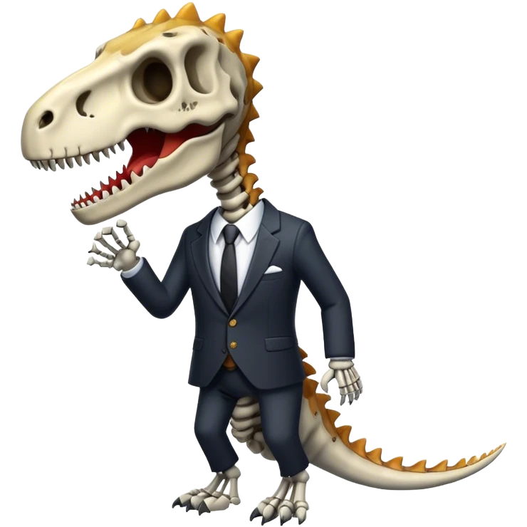 Skeleton dinosaur in a suit emoji