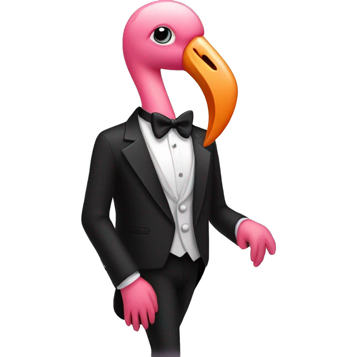 Flamingo in a tux emoji
