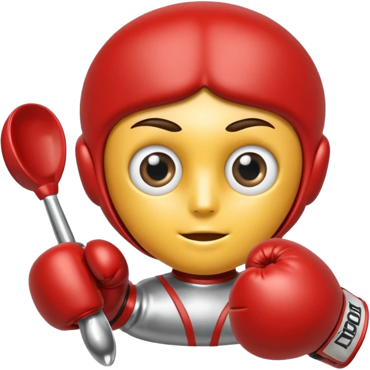 a spoon where the body is the handle, with eyes and boxe gloves emoji