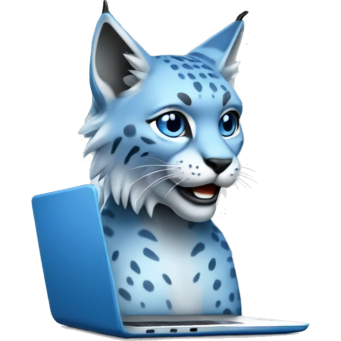 A blue lynx with a laptop emoji