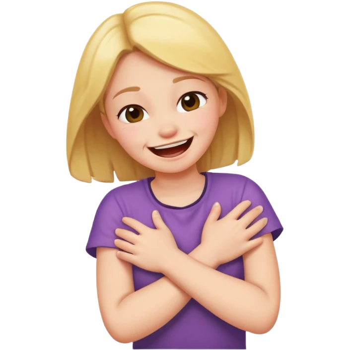 Girl arms crossed choking herself laughing emoji