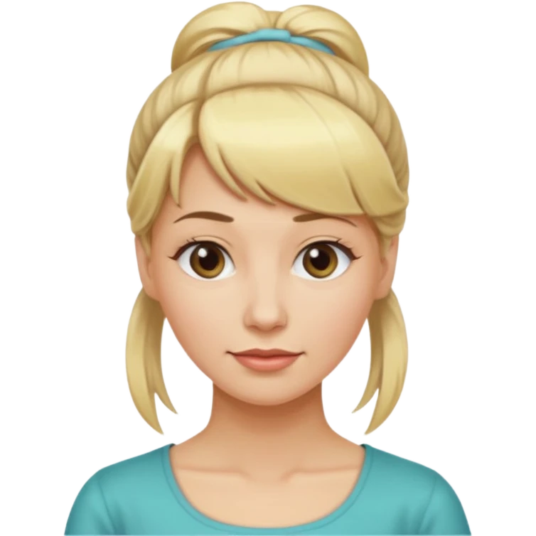 femme 35 ans blonde frange cheveux attachés emoji