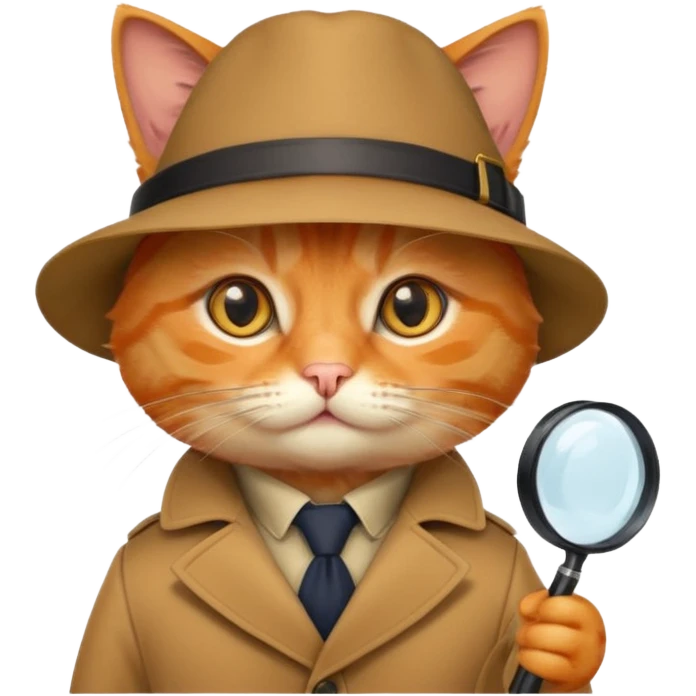 A ginger cat in a detective attire emoji