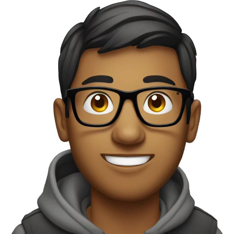 indian young man on laptop, wearing glasses emoji