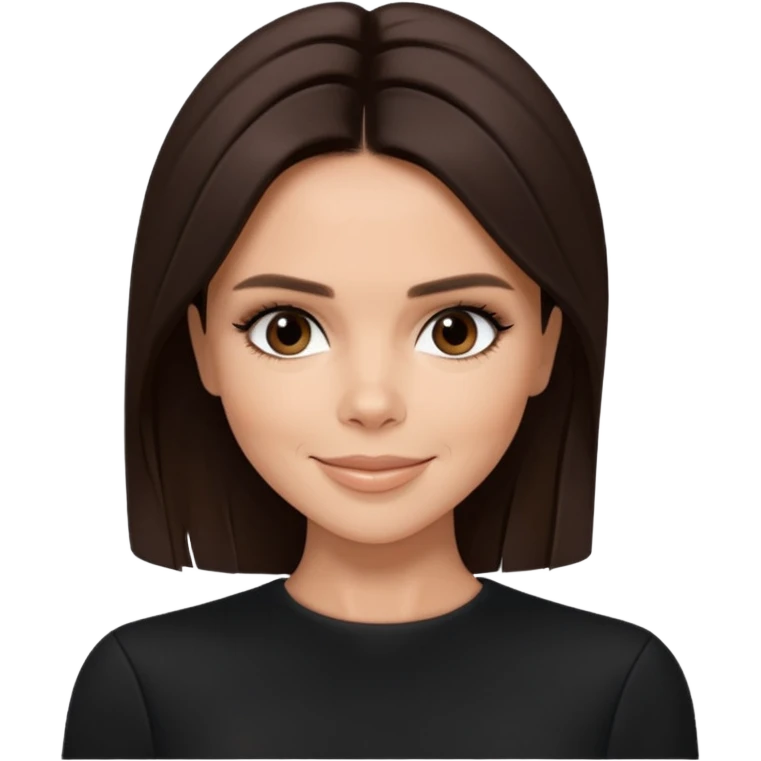 Victoria Beckham with dark brown hair, black outfit emoji