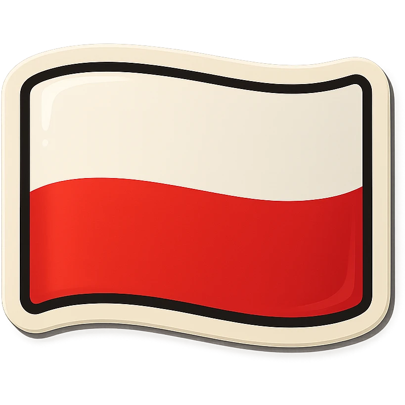 flag of Poland, sticker style, two horizontal bands, white on top, red on bottom emoji