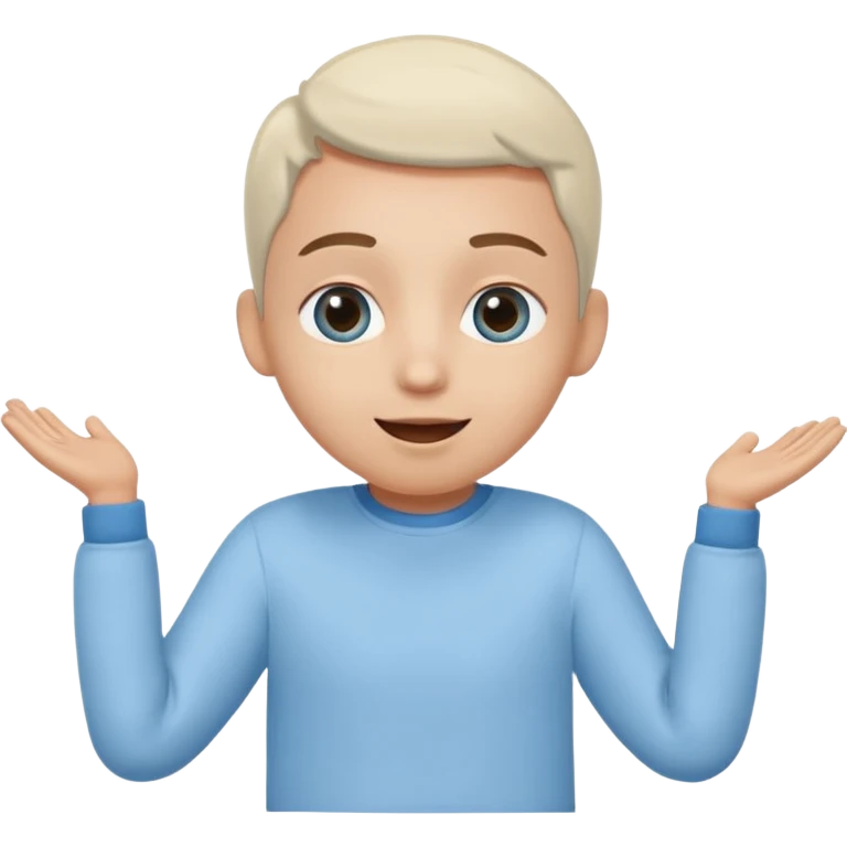 No head..it has 1 eye....stands upright ...wears clothing. is light grey and light blue..looks happy and cuddly... doesnt have a full head.... there is a appendage coming out of top of body with a single large eye emoji