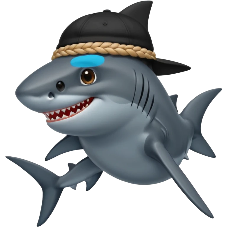 Shark with a black cap and he has hear look like braids emoji