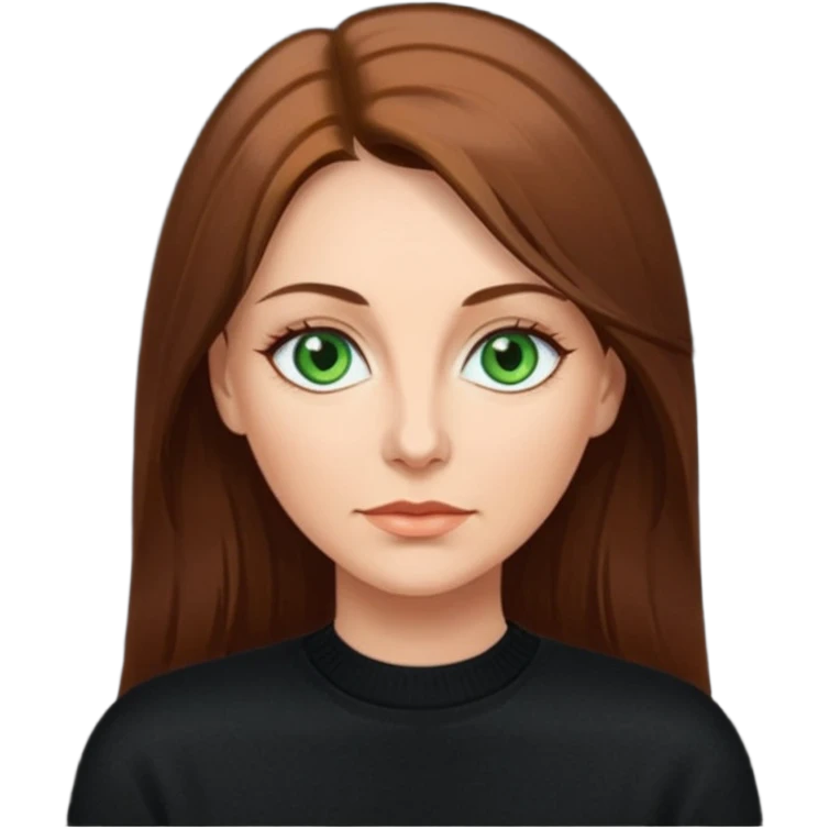 middle age woman with green eyes and long straight brown hair emoji
