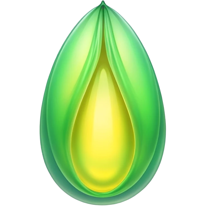 glowing green magical cocoon with yellow aura, translucent, soft curves, magical symbol emoji