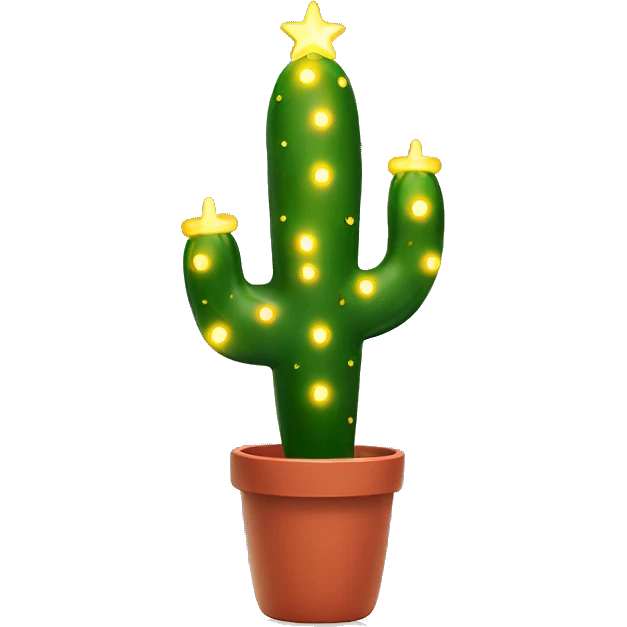 Ceramic christmas lighted Cactus  emoji