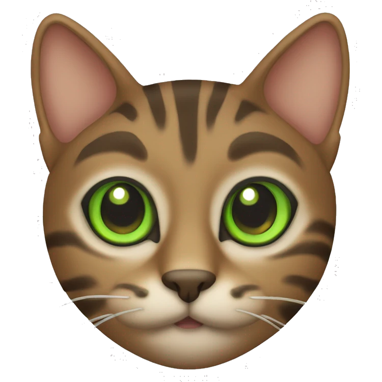 Brown tabby cat’ head with greeny eyes  emoji