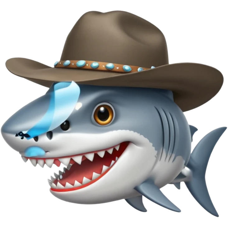 Shark with a cowboy hat emoji