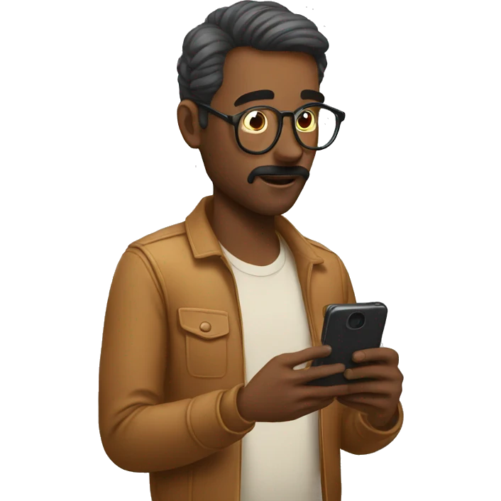 man completely distracted on his phone emoji
