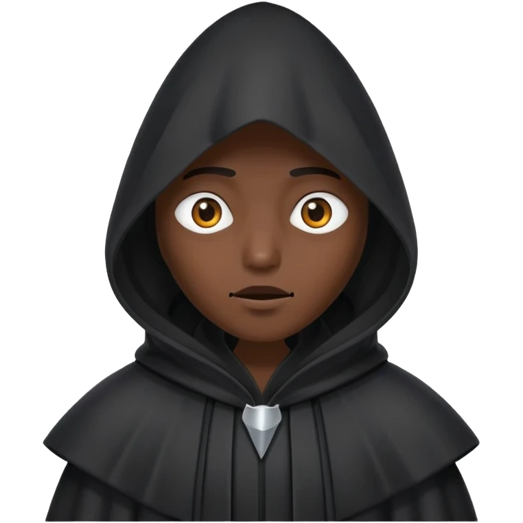 Rapping Posture Tall black robe with cone-shaped hood covering face, two eyes slightly visible through slit.” emoji