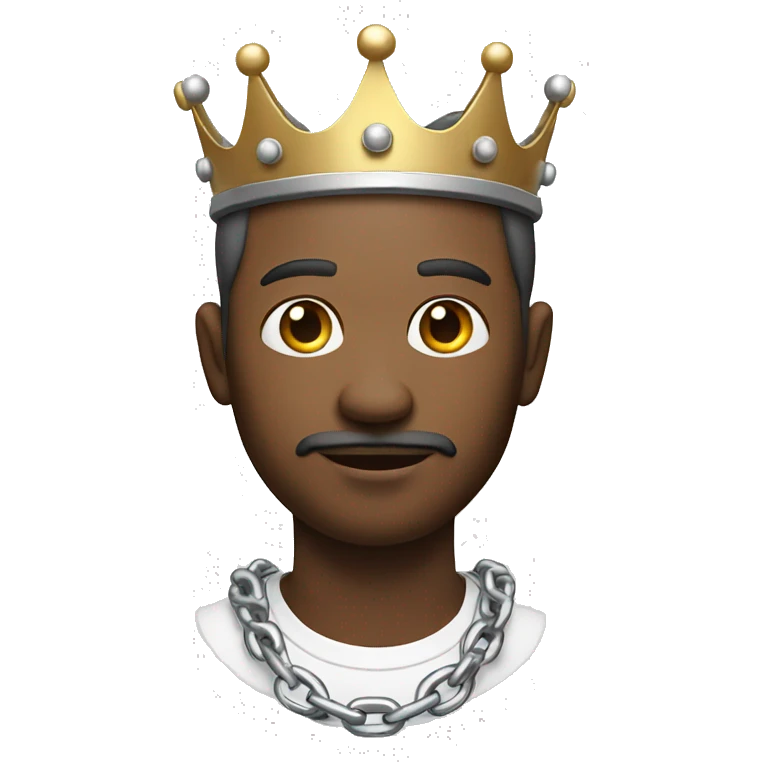 Man with crown holding silver chain  emoji