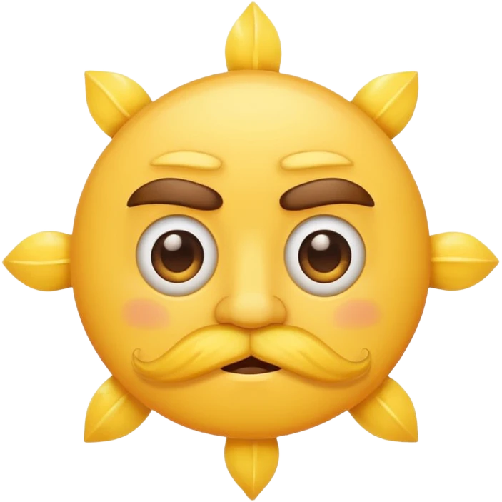 sun with mustache with no smile emoji