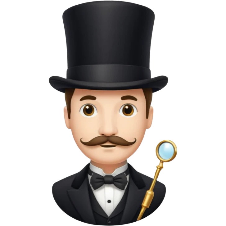 Fancy man with top hat and mustache with fancy look on his face and monocle emoji