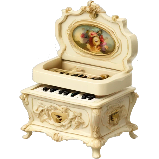 Vintage rococo ivory music box emoji