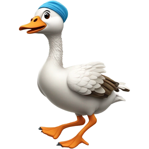 Silly goose running a triathlon emoji