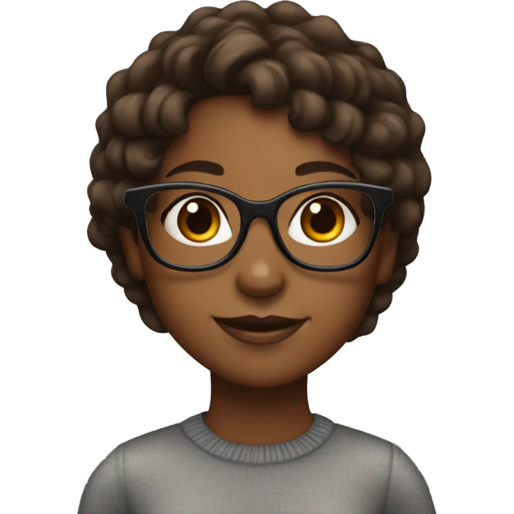  Brown skin girl with glasses and brown hair emoji