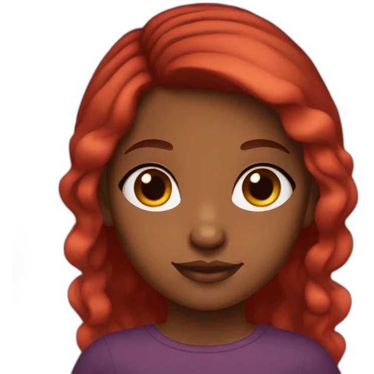 Brown girl with red ombré hair and brown eyes emoji
