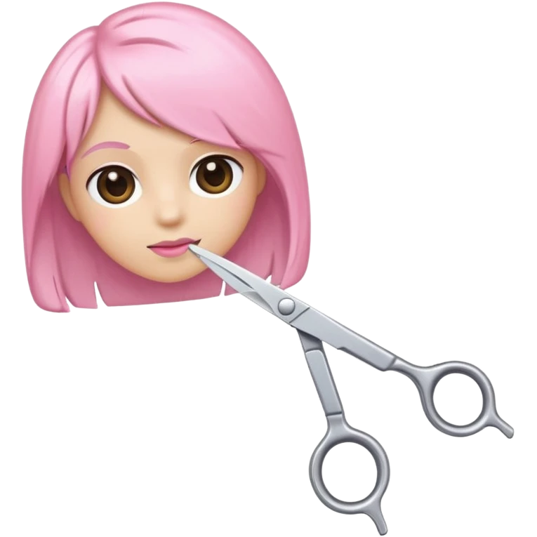 chrome hairdressing scissors with pastel pink handle, iOS Apple emoji style emoji